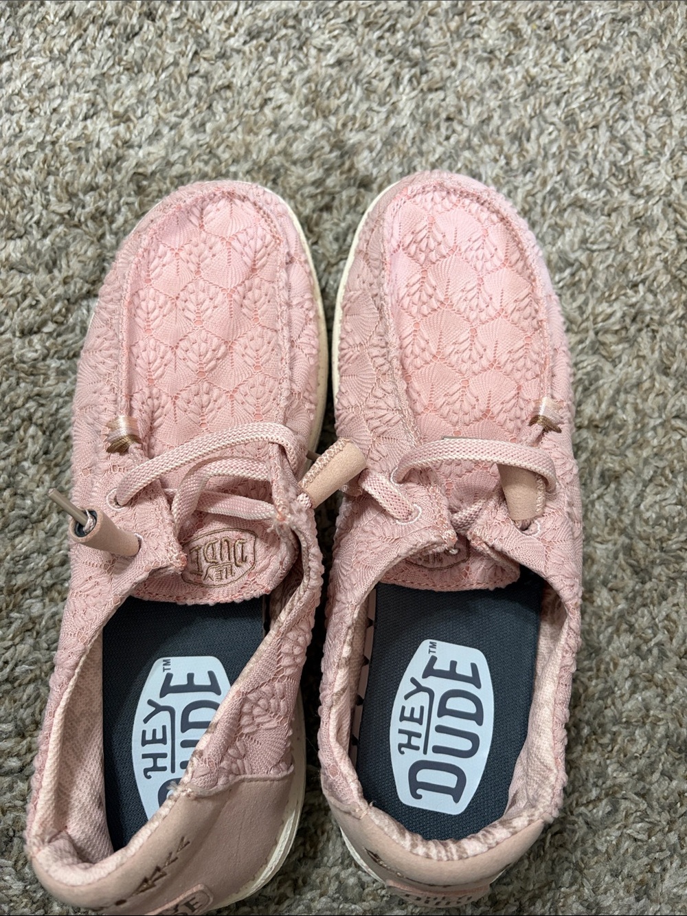 Hey Dude Women's Blush Pink Lace-Up Casual Moccasins